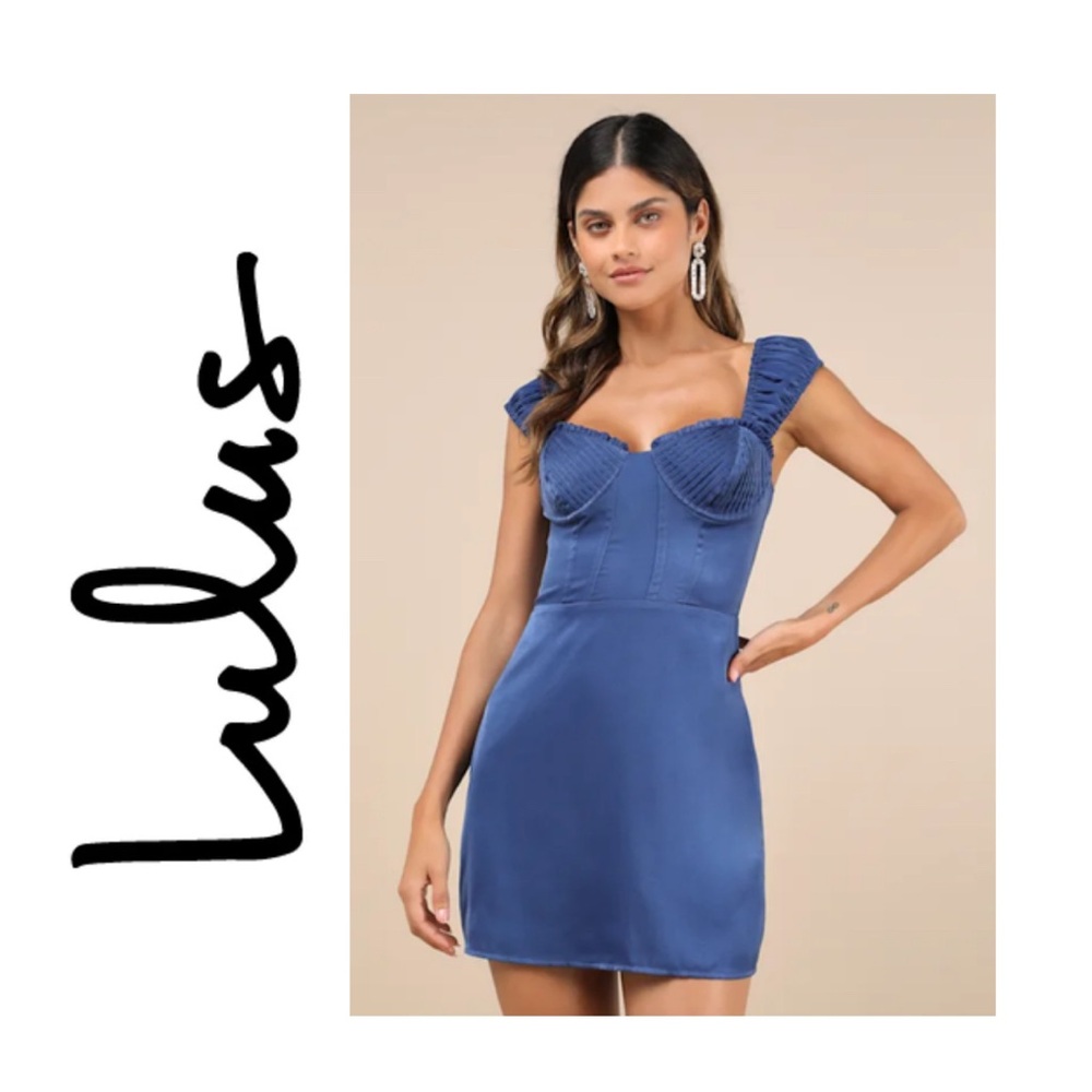 Lulus Blue Satin Mini Dress